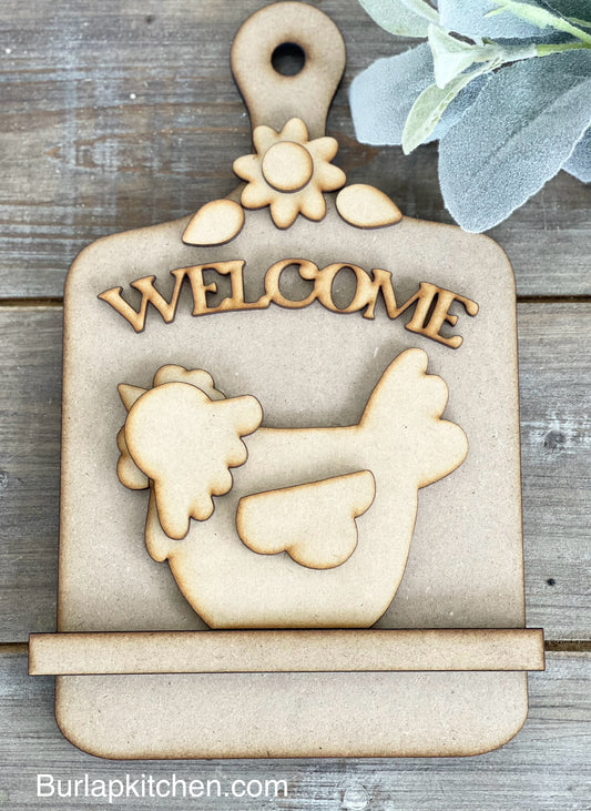 (CK) Welcome Chicken Cutting Board - Craft Kit