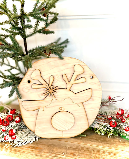 Primitive Reindeer Hanger - (Maple Wood DIY Craft Kit)