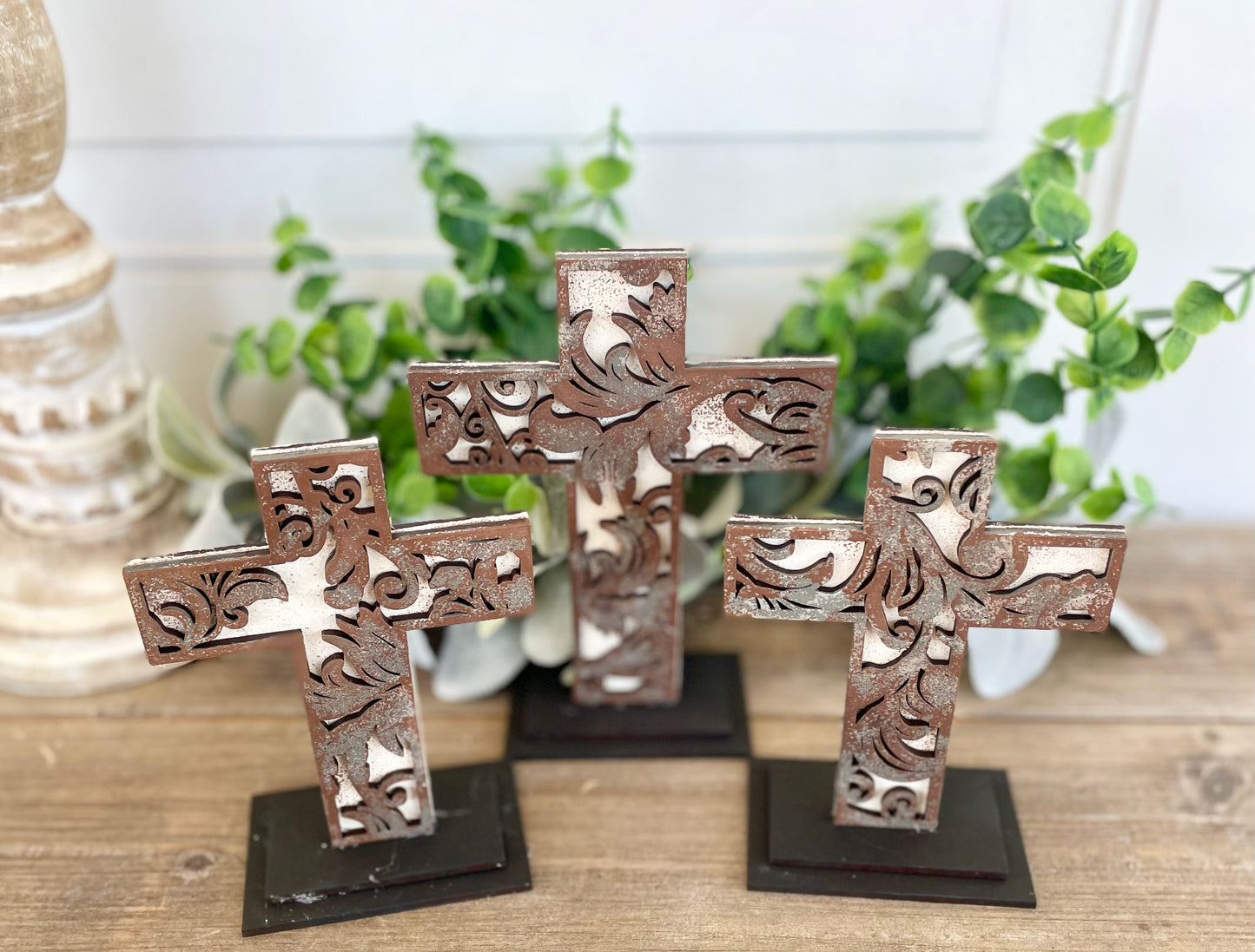 (CK) Floral Vine Crosses, Set of 3 - Craft Kit