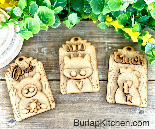 (CK) Oink, Moo, Cluck Tags - DIY Craft Kit