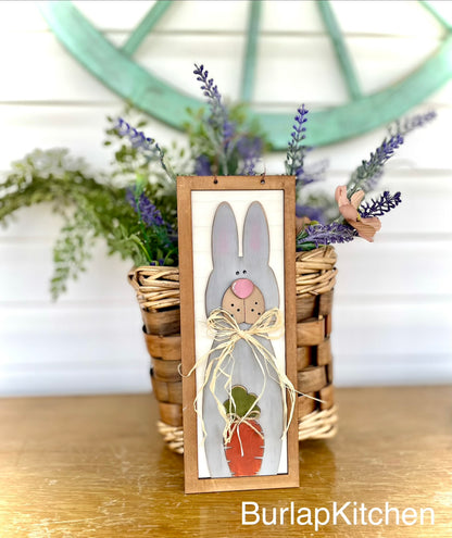 (Item#008) Bunny Frame Leaner/Hanger w/ Heart & Carrot - DIY Craft Kit