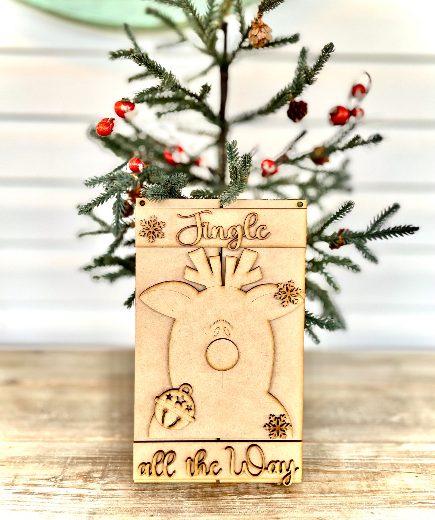 Merry Monday “Jingle All The Way” Reindeer Sign/Leaner (DIY Craft Kit)