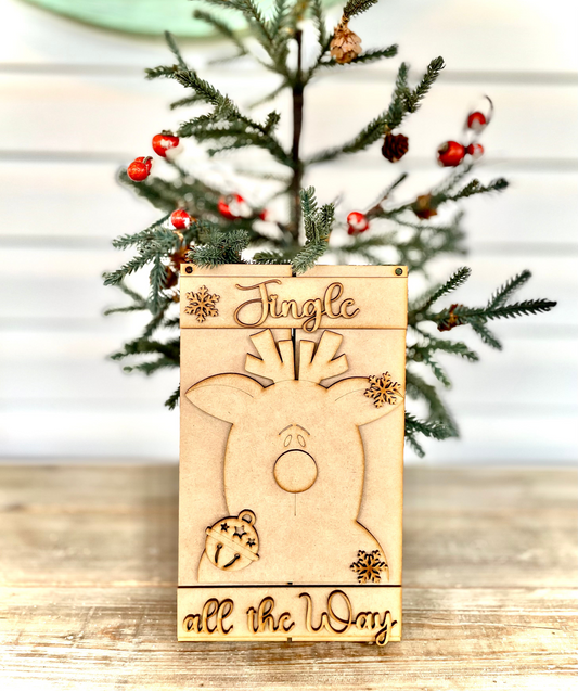 Merry Monday “Jingle All The Way” Reindeer Sign/Leaner (DIY Craft Kit)