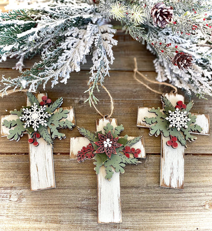 Cross Ornaments, Set of 3 - (DIY Craft Kit)