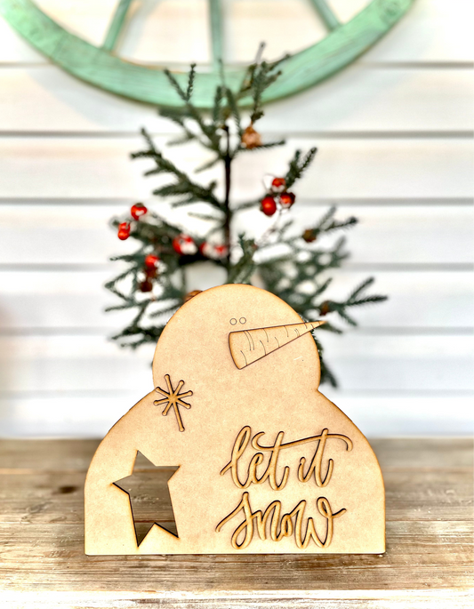 Merry Monday Fluffy The Snowman “Let it Snow” with Stand (DIY Craft Kit)