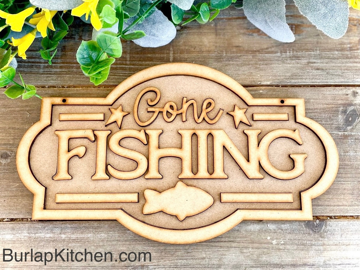 (CK) GONE FISHING Sign - Craft Kit