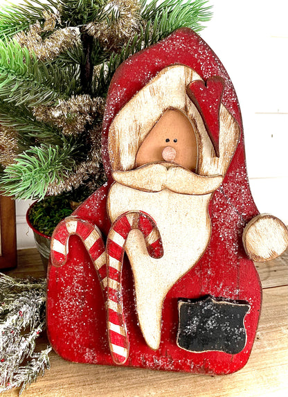 Rustic Santa Leaner w/Candy Canes - (DIY Craft Kit)