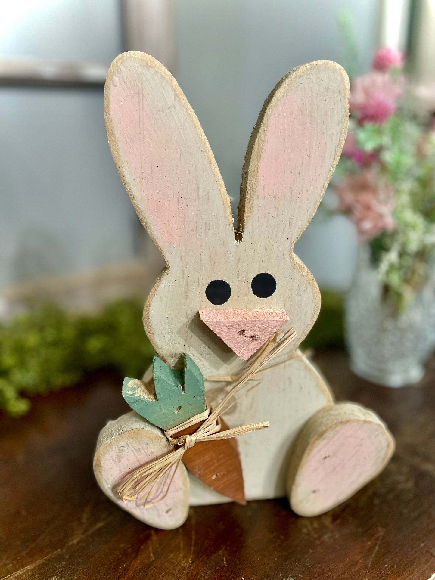 (FP) Rustic Real Wood Bunny with Carrot