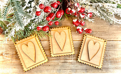 Heart Stamp Ornaments, set of 3