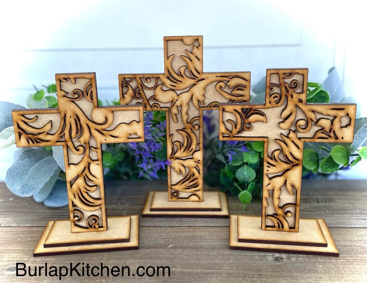 (CK) Floral Vine Crosses, Set of 3 - Craft Kit