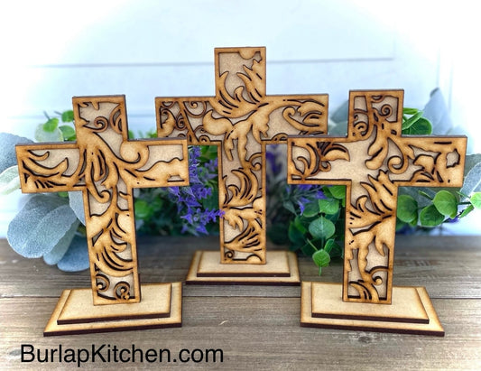 Floral Vine Crosses, set of 3 - DIY Craft Kit
