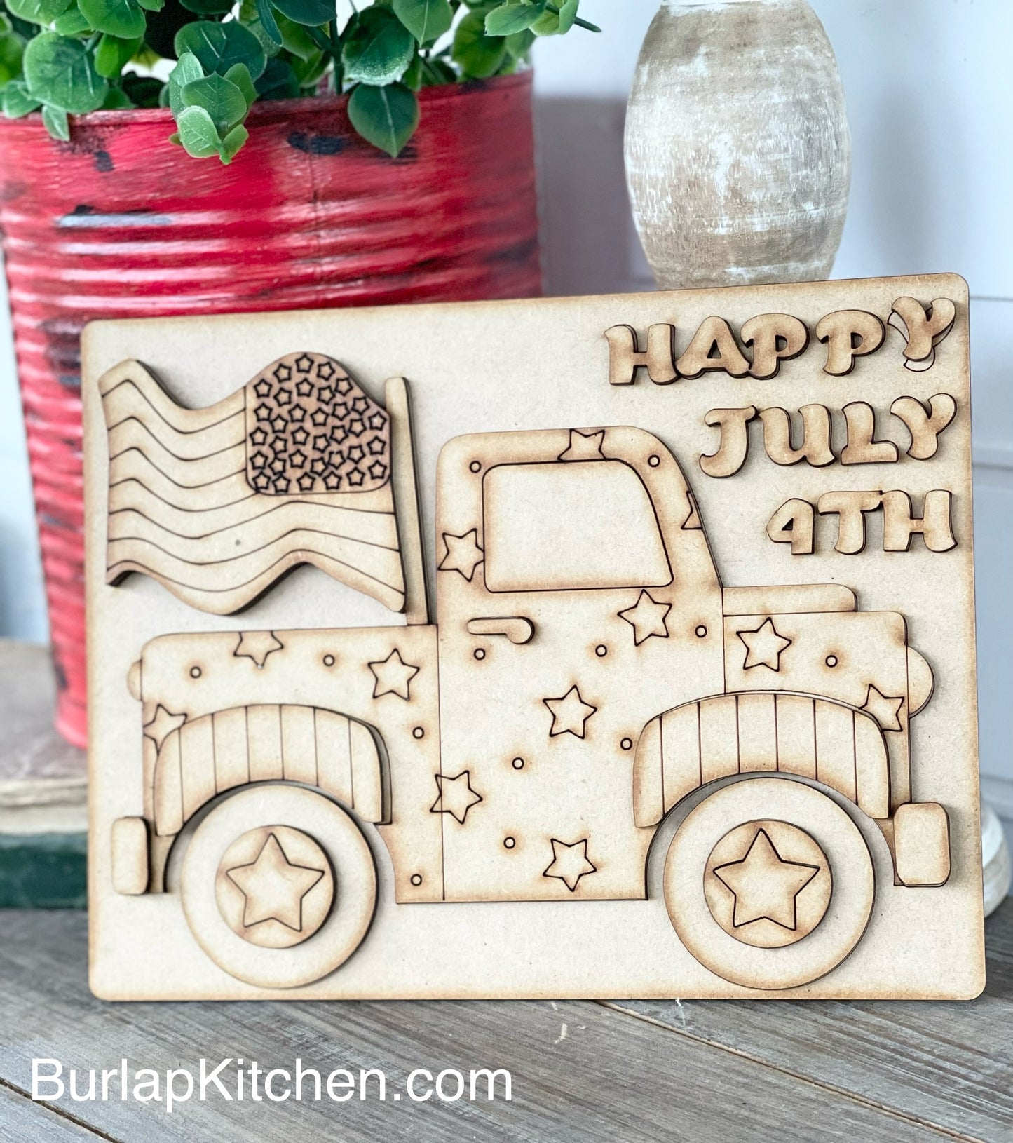 (CK) Happy July 4th Truck Leaner - Craft Kit