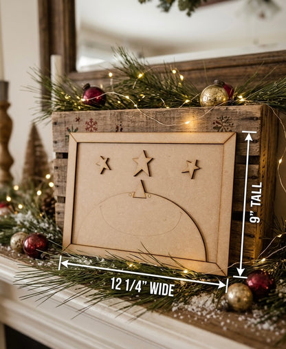 (Item#076) Bundle - Snowman Sky in Frame Leaner + Intricate Festive Santa Tea Light Holder - DIY Craft Kit
