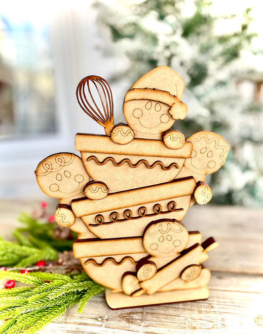 (BRR25) Stacked Mixing Bowl Gingerbread Men - DIY Craft Kit