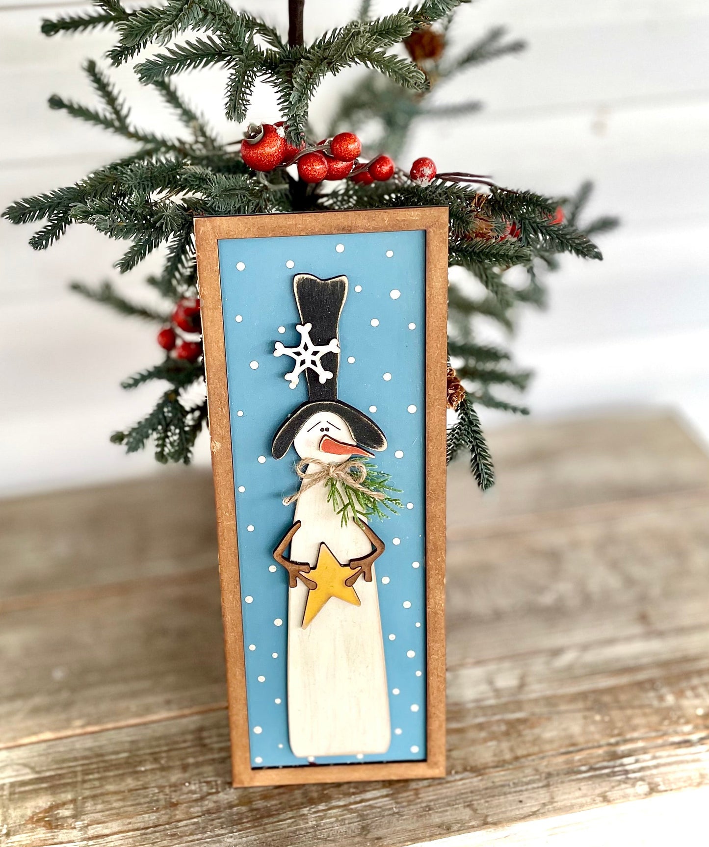 Merry Monday Primitive Snowman in Frame (DIY Craft Kit)