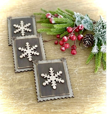 (Item#049) Snowflake Stamp DIY Ornaments - Set of 3