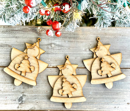 (BFR25) Angel Bell DIY Ornaments, Set of 3