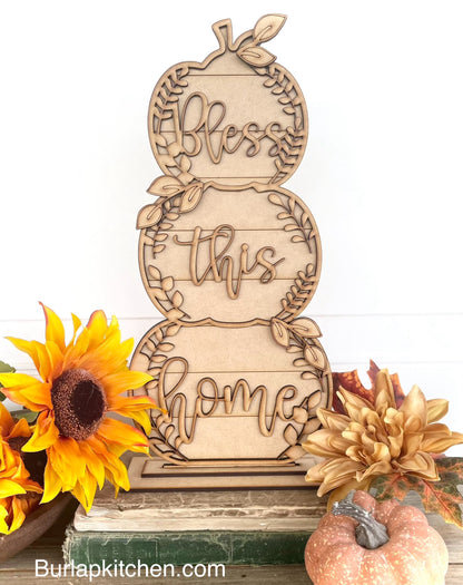 Stackable “Bless This Home”  Fall Pumpkins - DIY Craft Kit