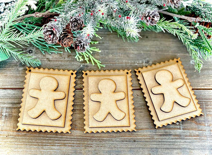 DIY Gingerbread Stamp Ornament Kit, set of 3