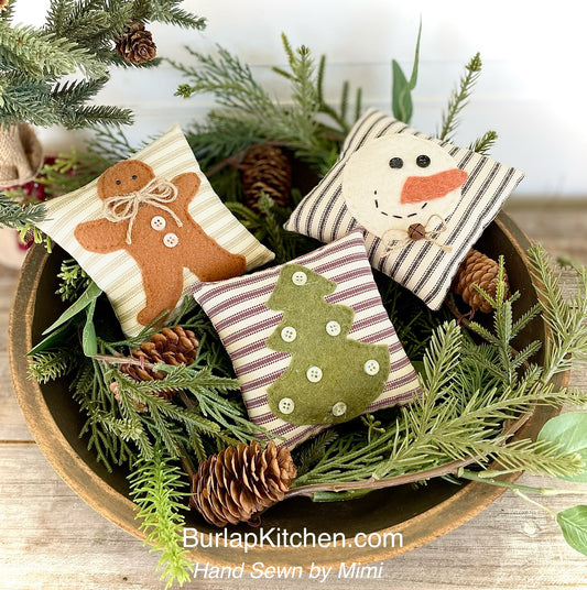 (HSM) Christmas Dough Bowl Filler Trio - Hand Sewn by Mimi