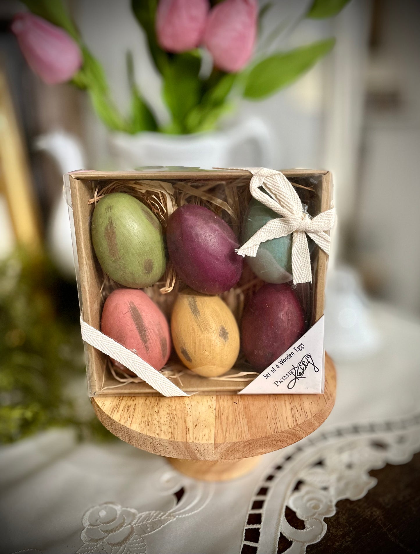(FP) Wooden Rustic Easter Eggs ( Set of 6)