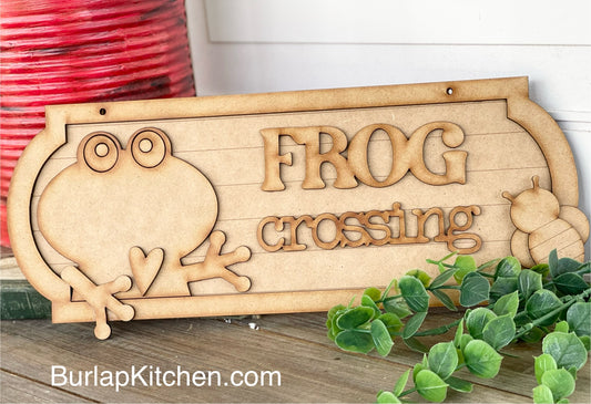 (CK) FROG CROSSING Sign - Craft Kit