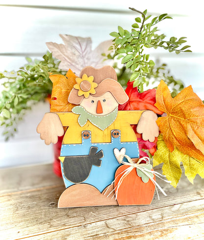 Rustic Scarecrow w/ Fall Accents Leaner (DIY Craft Kit)