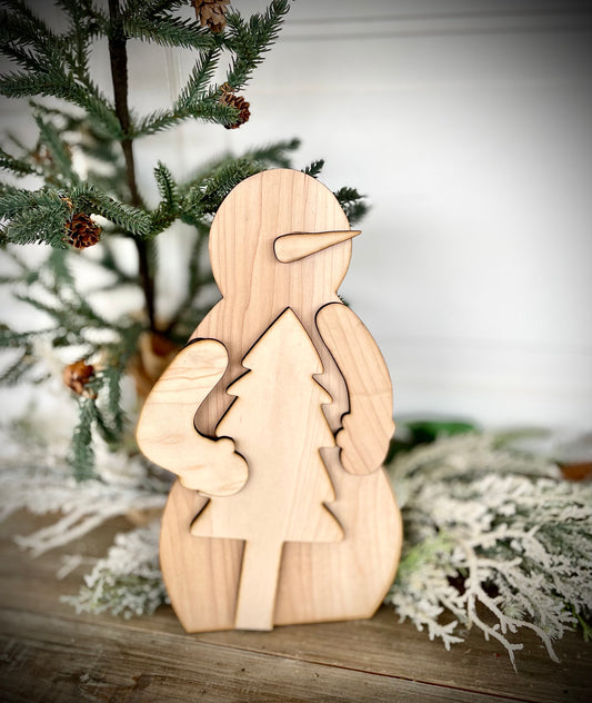 Wooden Snowman w/ Tree - DIY craft kit