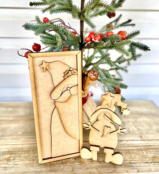 Bundle - Whimsical Santa Frame Leaner + Mini Whimsical Snowman Leaner - DIY Craft Kits
