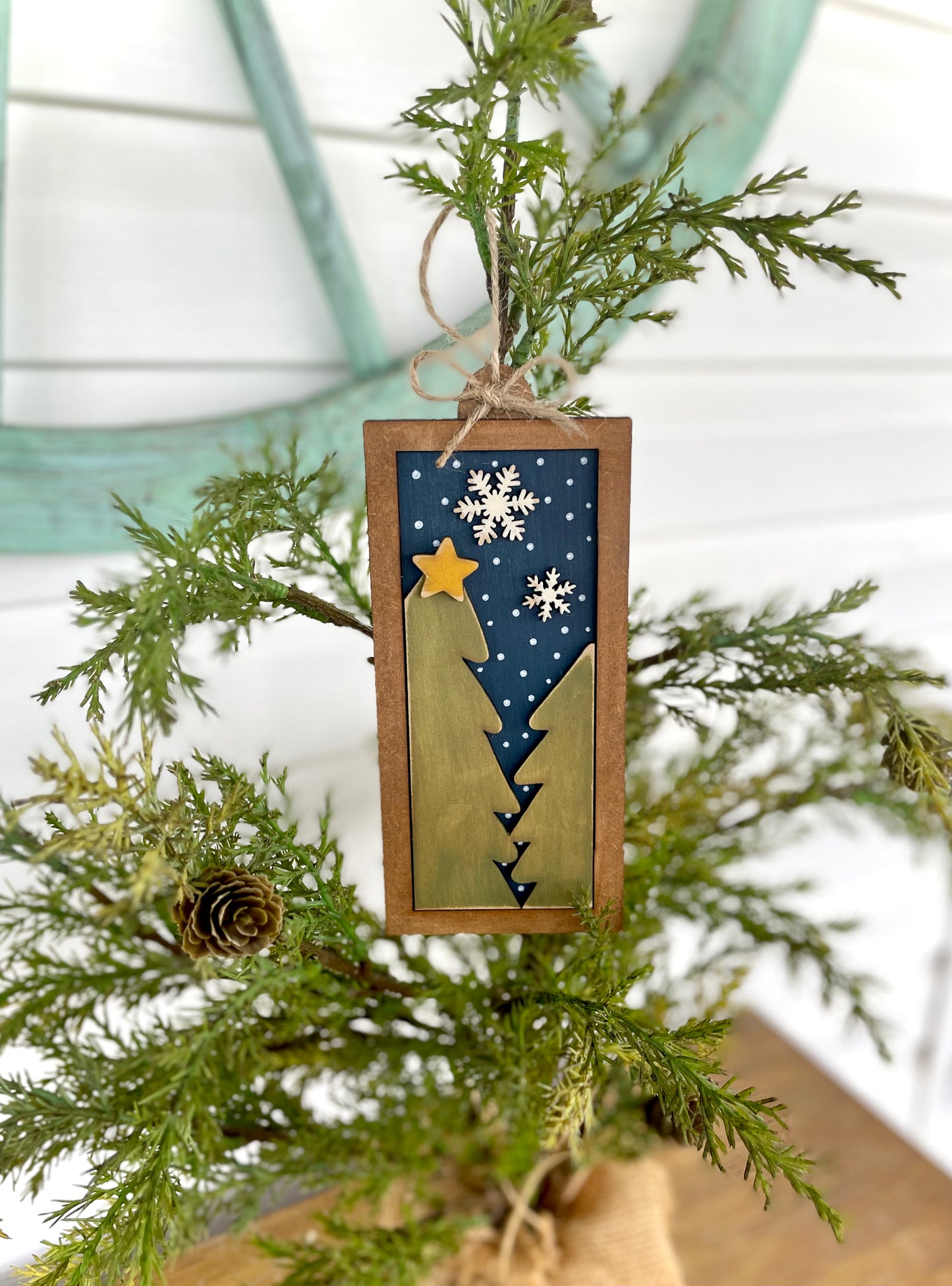 (BFR25) Christmas Trees in Frame DIY Ornaments, Set of 3
