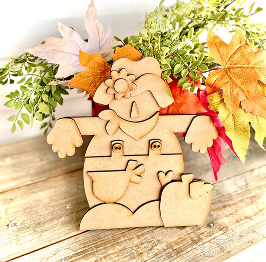 Rustic Scarecrow w/ Fall Accents Leaner (DIY Craft Kit)