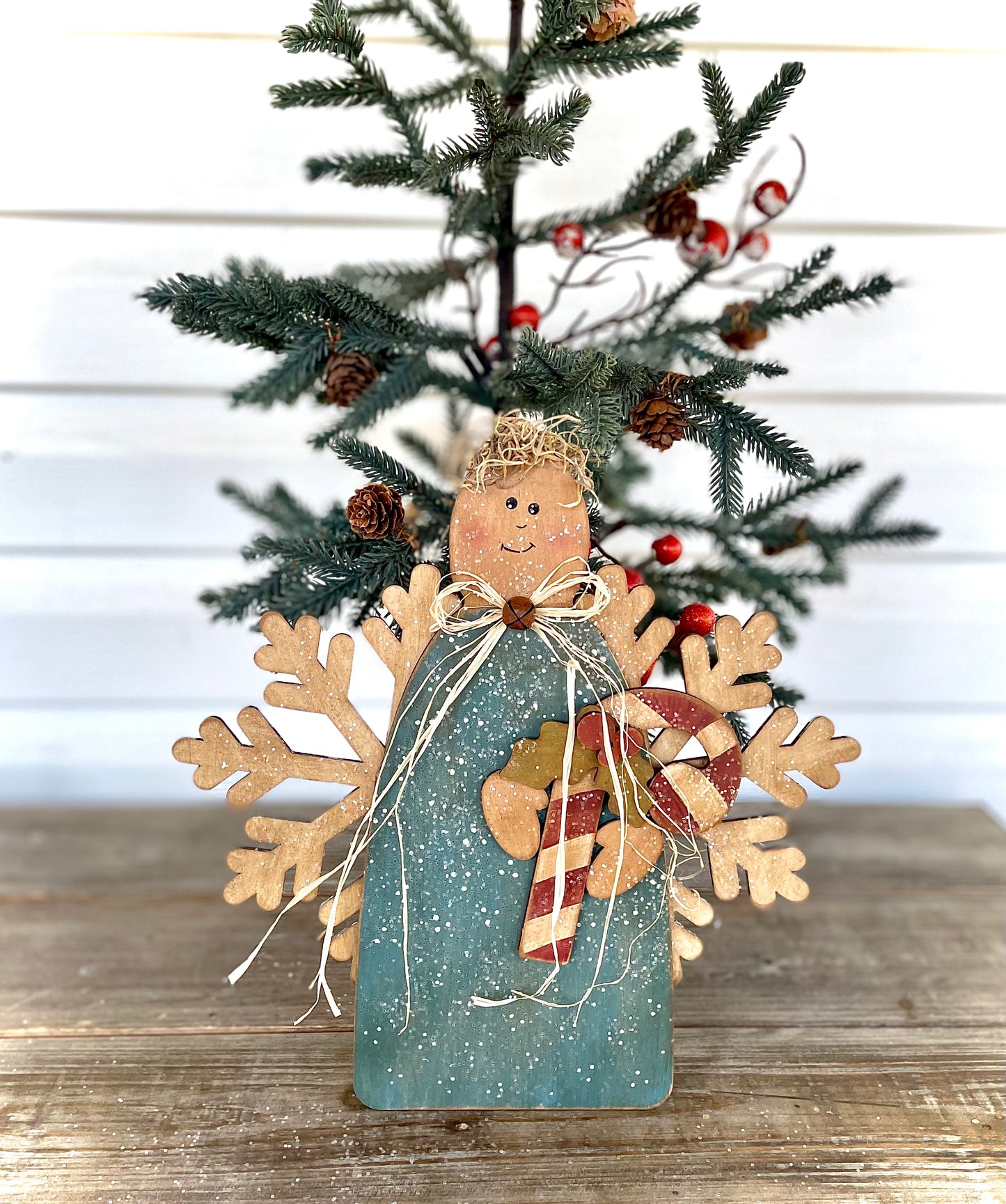 Merry Monday Snowman Angel with Candy Cane