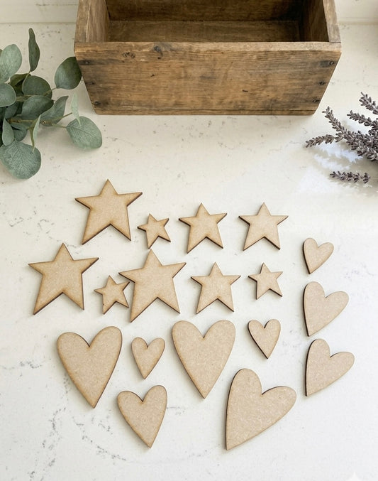 (Item#61) Stars and Hearts Cutouts, Pack of 18