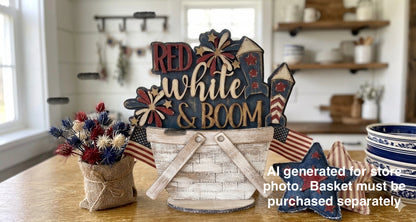 (Item#063) Red, White, & Boom Patriotic Insert for Basket (INSERT ONLY) - DIY Craft Kit