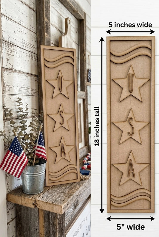 (Item#062) USA Stars and Stripes Framed Leaner - DIY Craft Kit