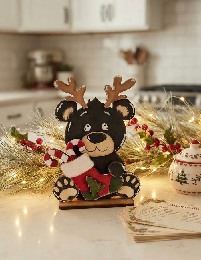 Mini Stand Alone Teddy Bear Reindeer - DIY Craft Kit