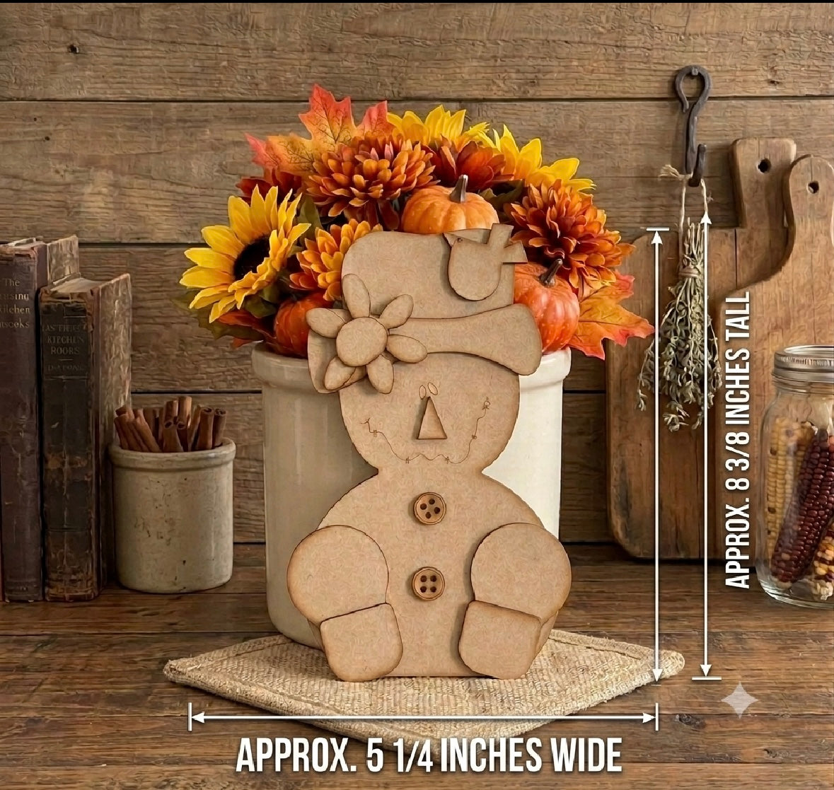 (Item#107) Fall and Christmas/Winter Besties Bundle Leaners (Scarecrow, Sammy Snowman, and Gingerbread Man) - DIY Craft Kit