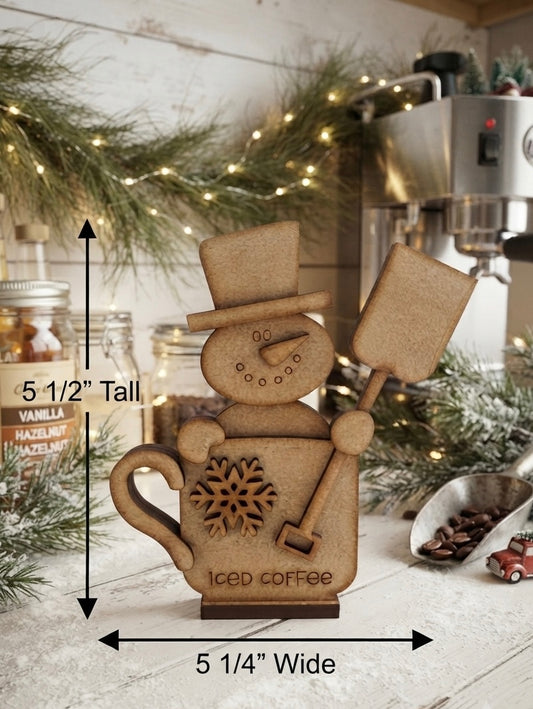 (Item#098) “Iced Coffee” Little Snowman Mug - DIY Craft Kit