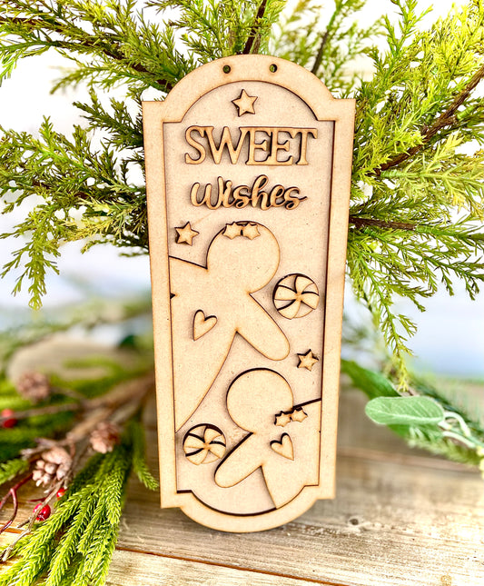 Framed “Sweet Wishes” Gingerbread Men Hanger/Leaner - (DIY Craft Kit)