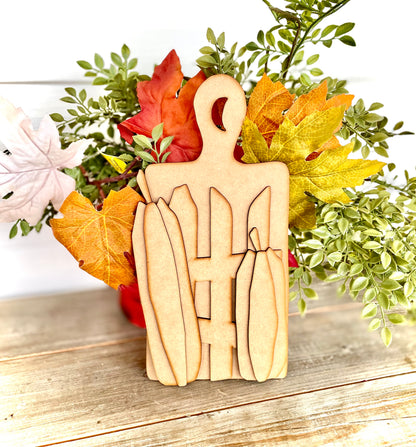 Primitive Pumpkins and Fence Cutting Board Leaner (DIY Craft Kit)