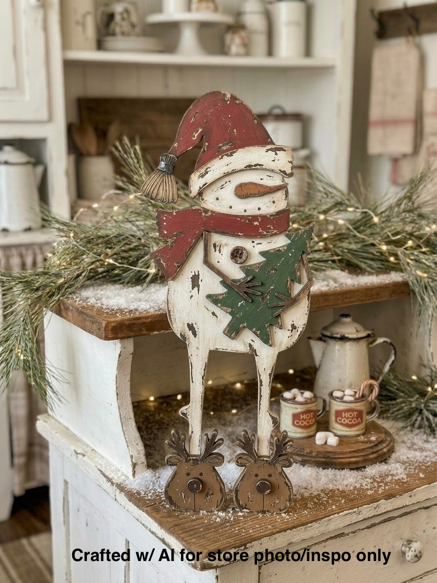 (Item#149) Sleepy Snowman Leaner w/ Backer Piece - DIY Craft Kit