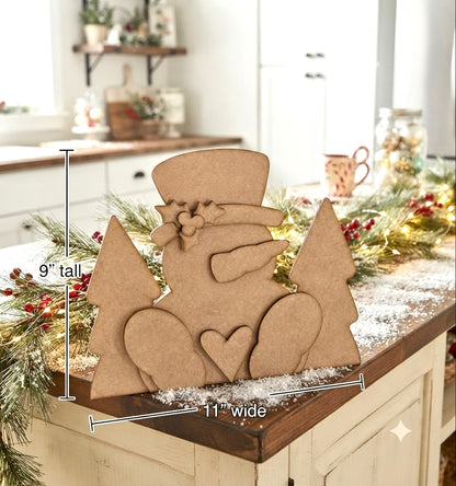 (Item#095) Holly Snowman and Trees Leaner - DIY Craft Kit