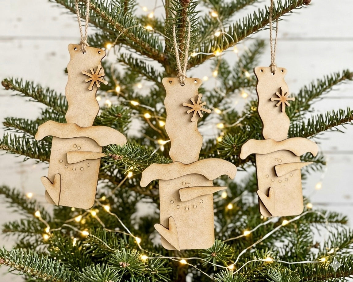 Wonky Hat Snowman DIY Ornaments - Set of 3