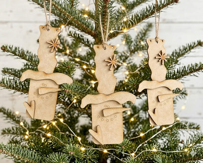Wonky Hat Snowman DIY Ornaments - Set of 3