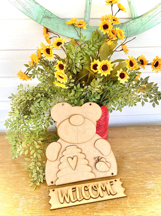 (Item#045) “Welcome” Honey Bear Hanger - DIY Craft Kit