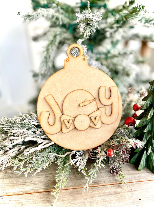 Merry Monday JOY Snowman Ornament Shaped Hanger with Bow Tie - DIY Craft Kit
