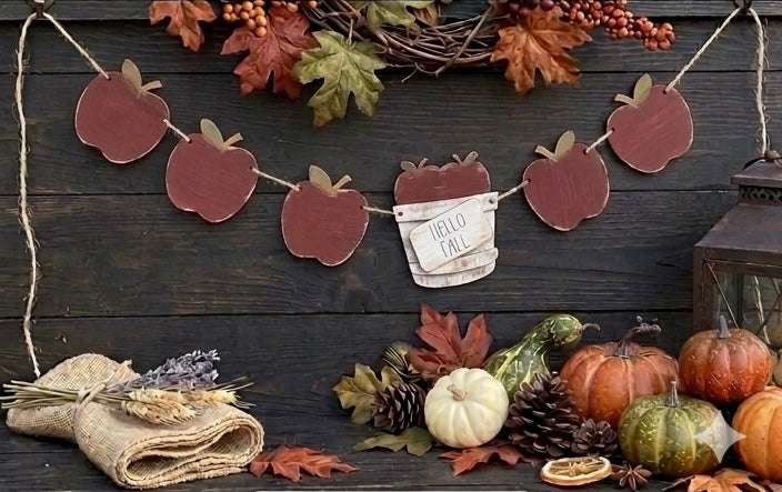 “Hello Fall” Apple Garland - Maple Wood DIY Craft Kit