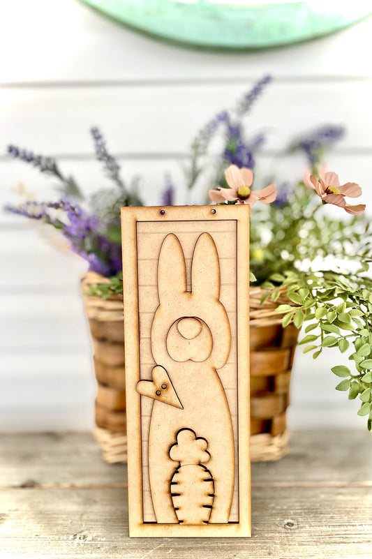 (Item#008) Bunny Frame Leaner/Hanger w/ Heart & Carrot - DIY Craft Kit