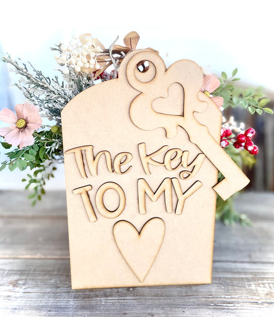 (Item#003) “The Key To My Heart” Cutting Board Leaner/Hanger - DIY Craft Kit