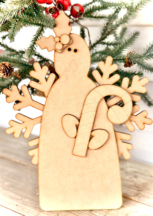 Merry Monday Snowman Angel with Candy Cane